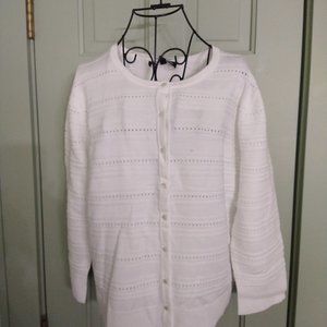 Cable & Gauge Lightweight Off-White 3/4 Sleeve Cardigan LG